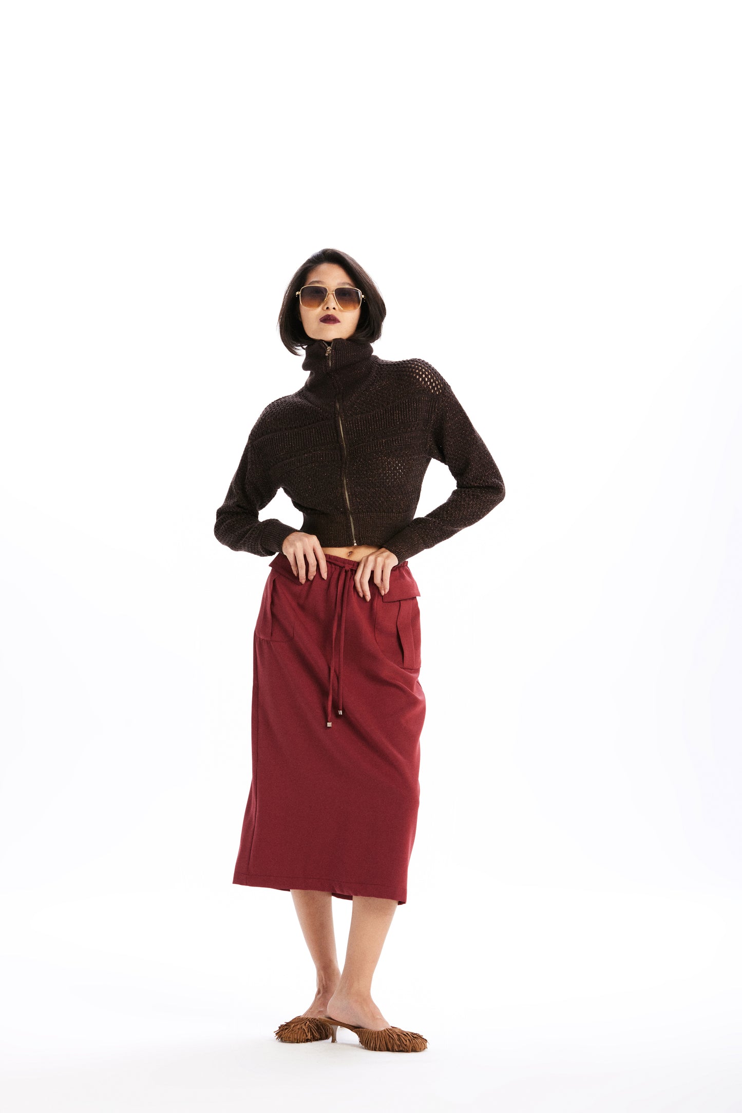 Casaco Tricot Mel Marrom