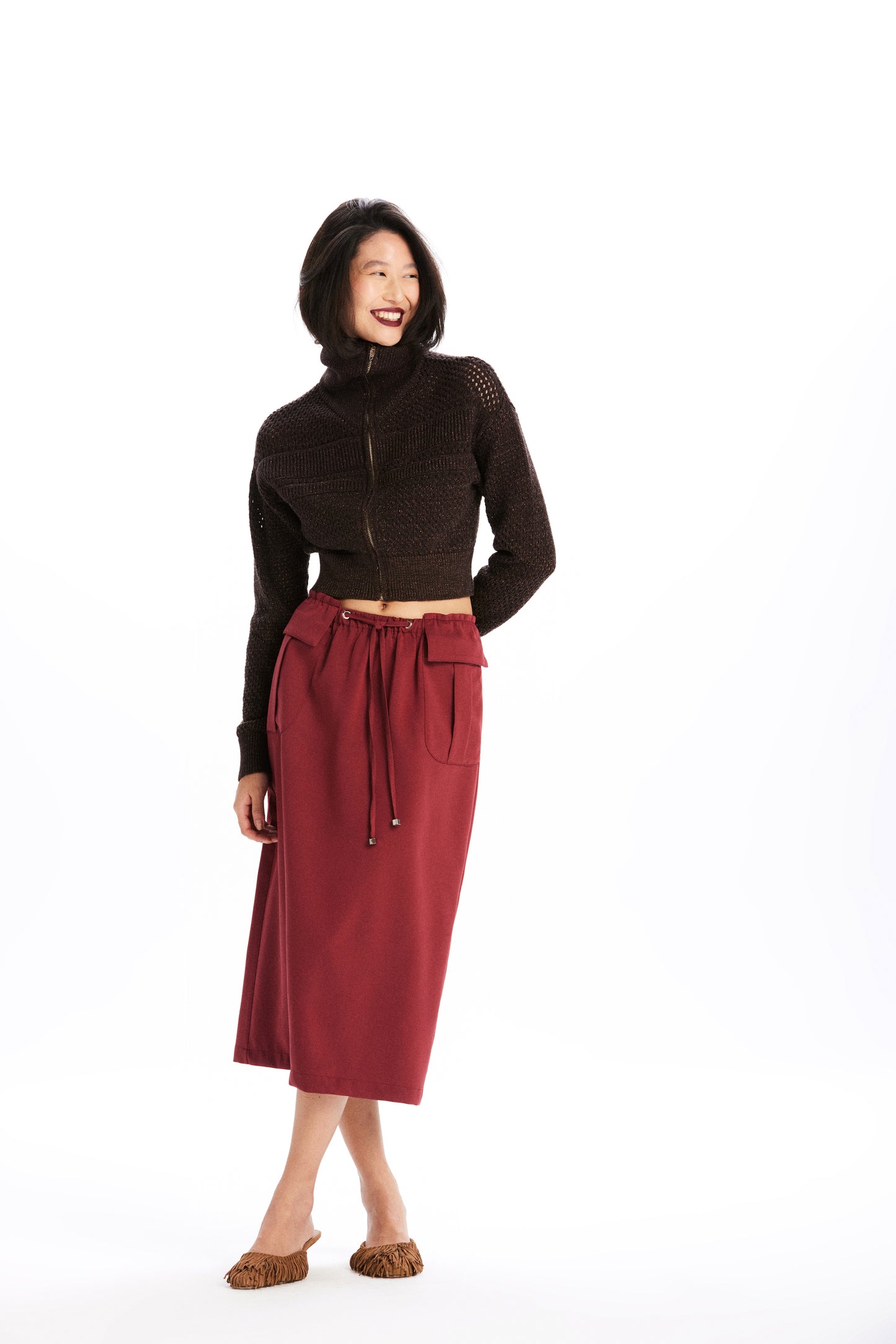 Casaco Tricot Mel Marrom