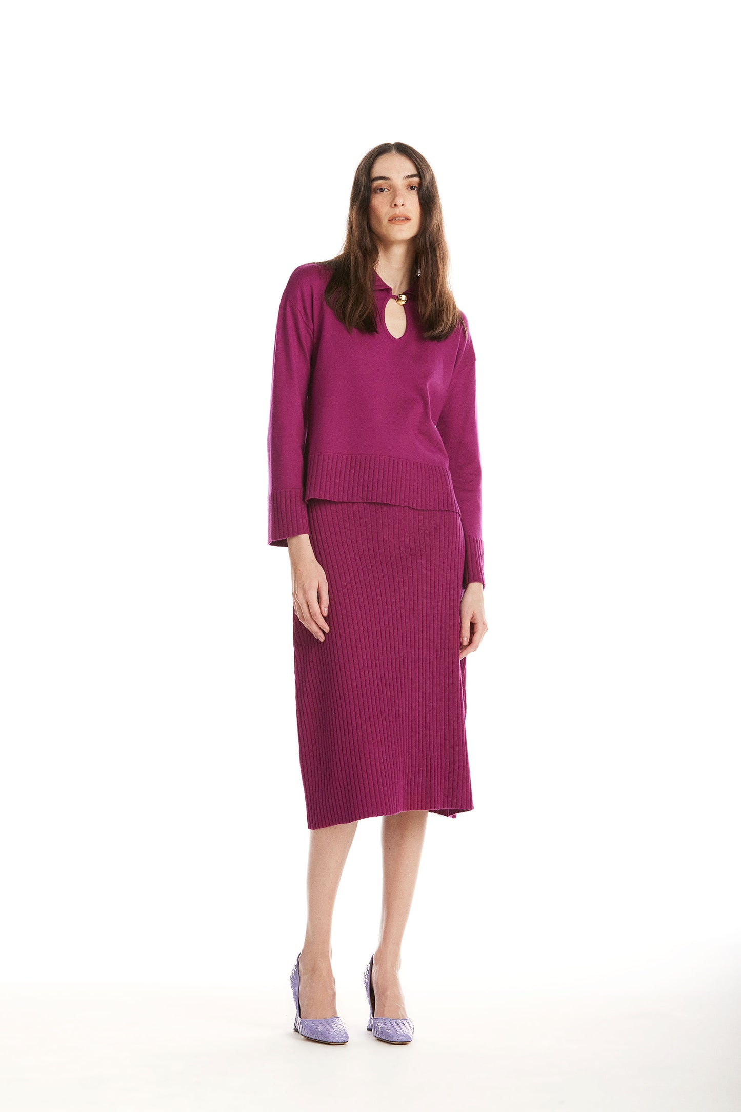 Blusa Polo Tricot Lau Magenta