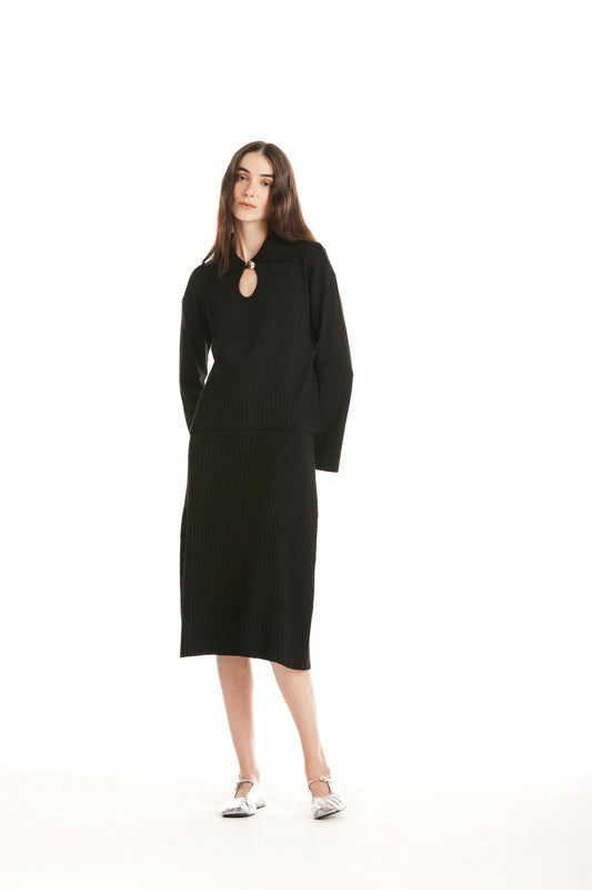 Blusa Polo Tricot Lau Preta