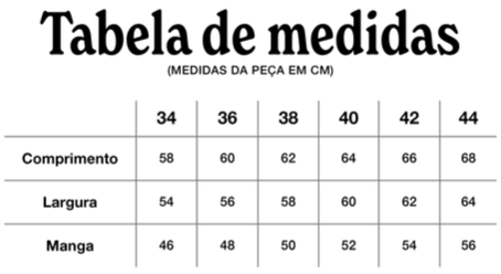 Tabela de Medidas
