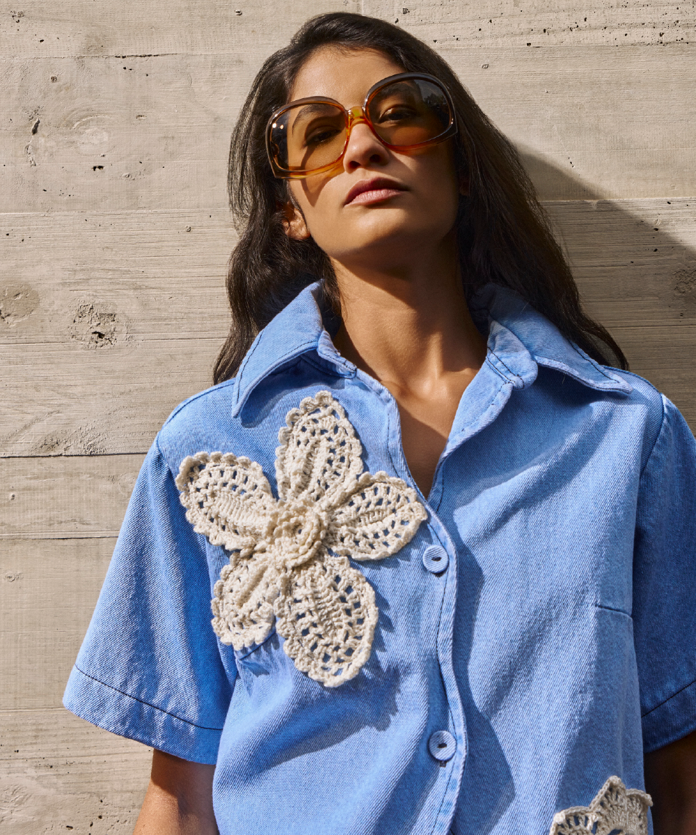 CAMISA ALICE DENIM CROCHET