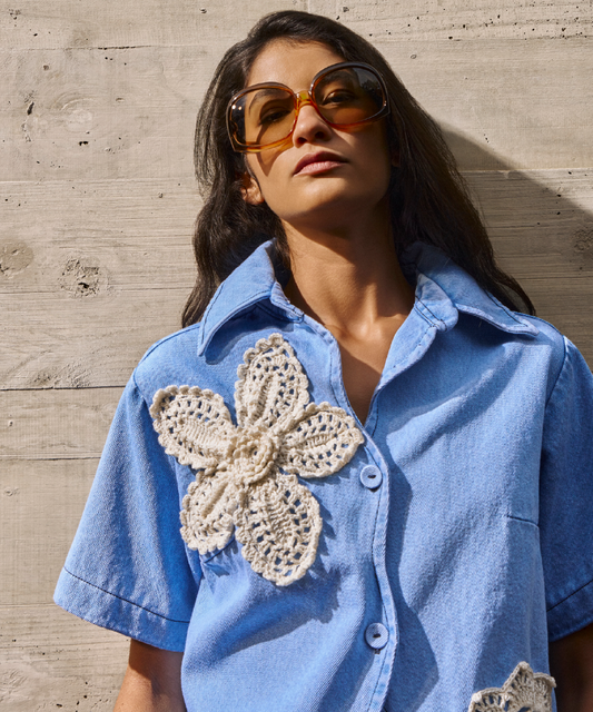 CAMISA ALICE DENIM CROCHET