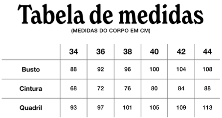 Tabela de Medidas