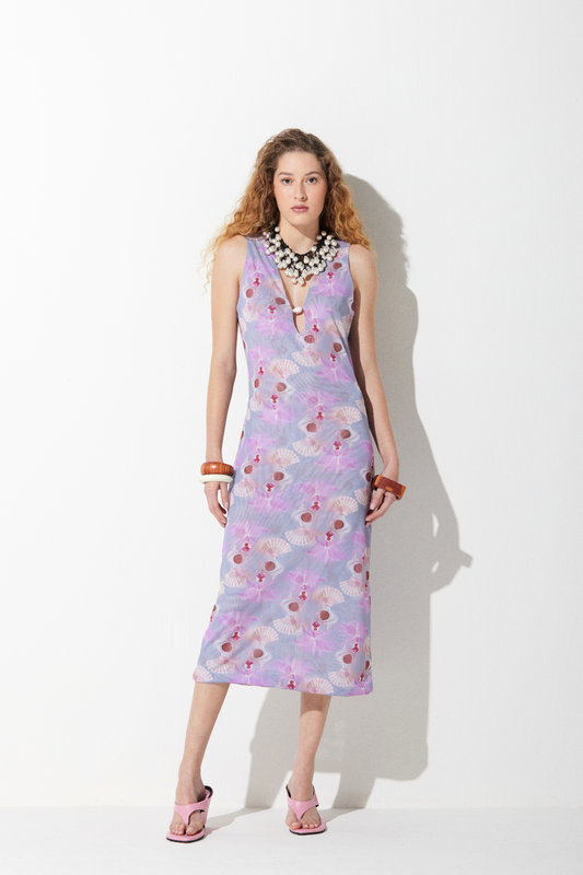 Vestido Sam Tule Estampado