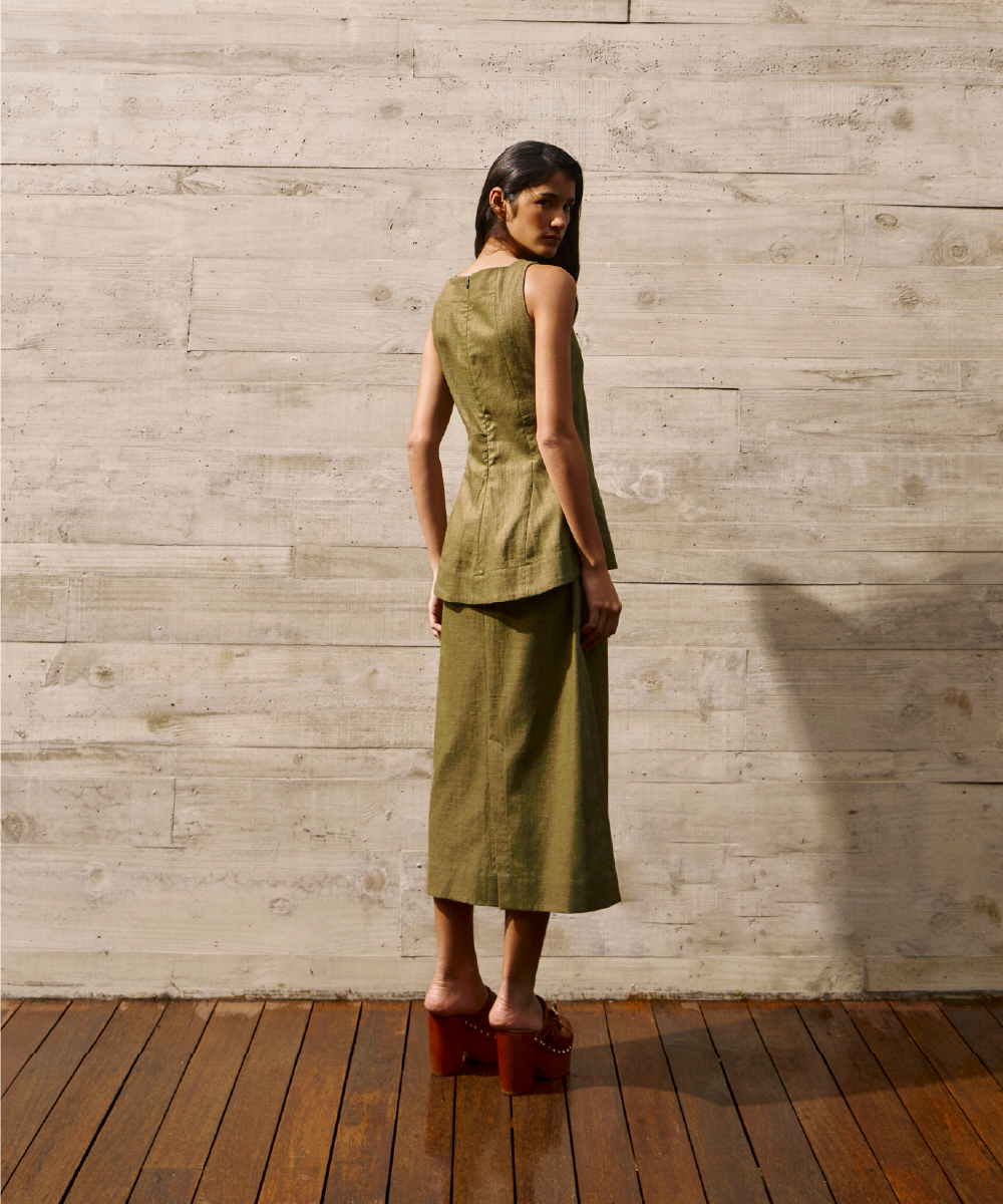 VESTIDO SOLANGE LINHO MILITAR