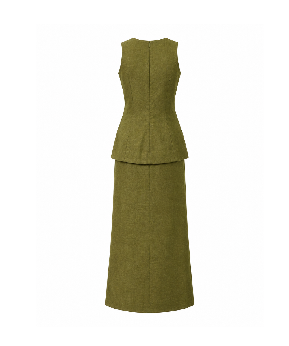 VESTIDO SOLANGE LINHO MILITAR