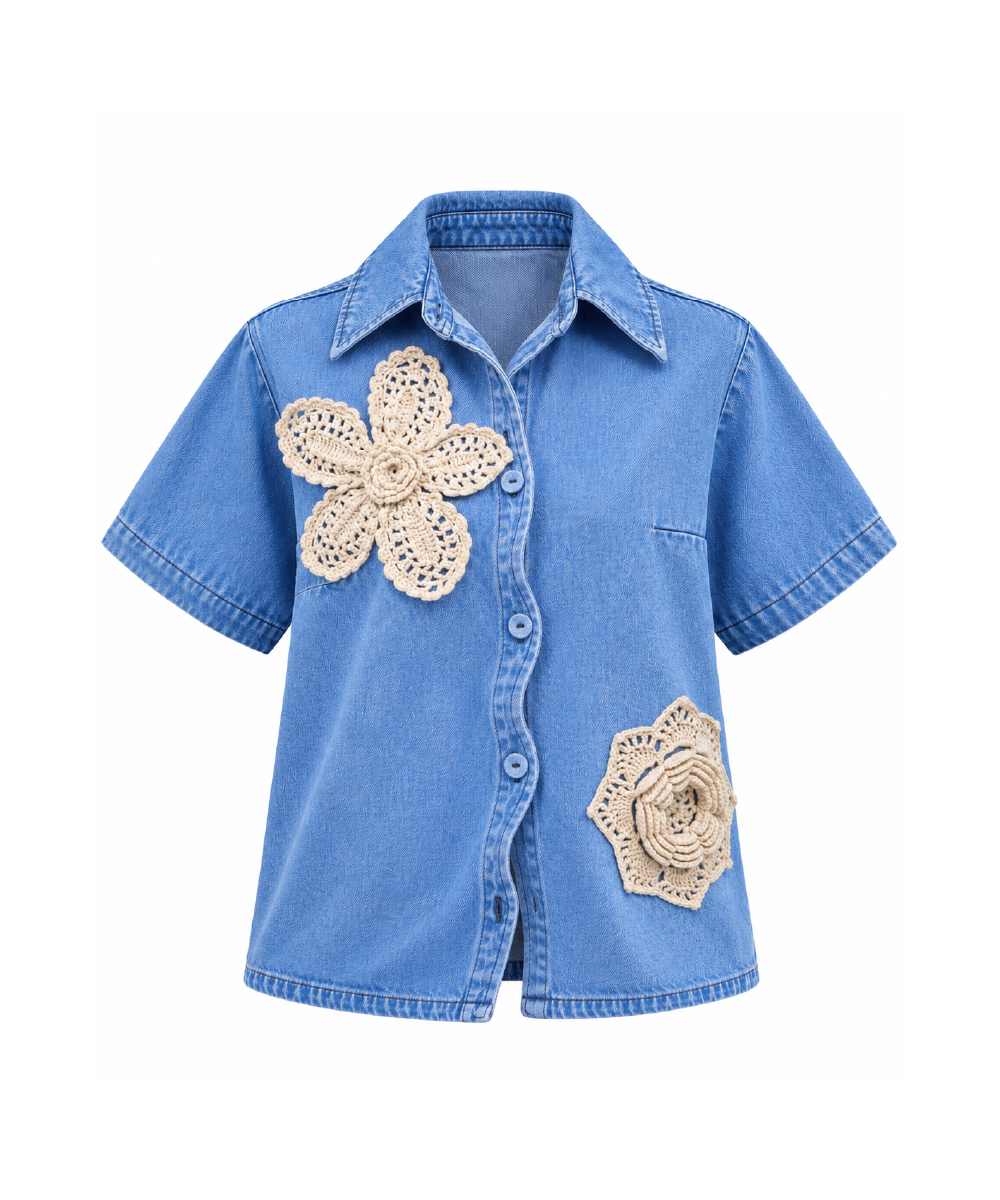 CAMISA ALICE DENIM CROCHET