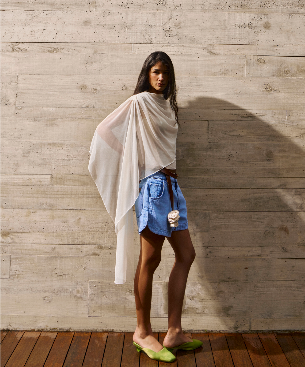 BLUSA CAPA TULE MARFIM