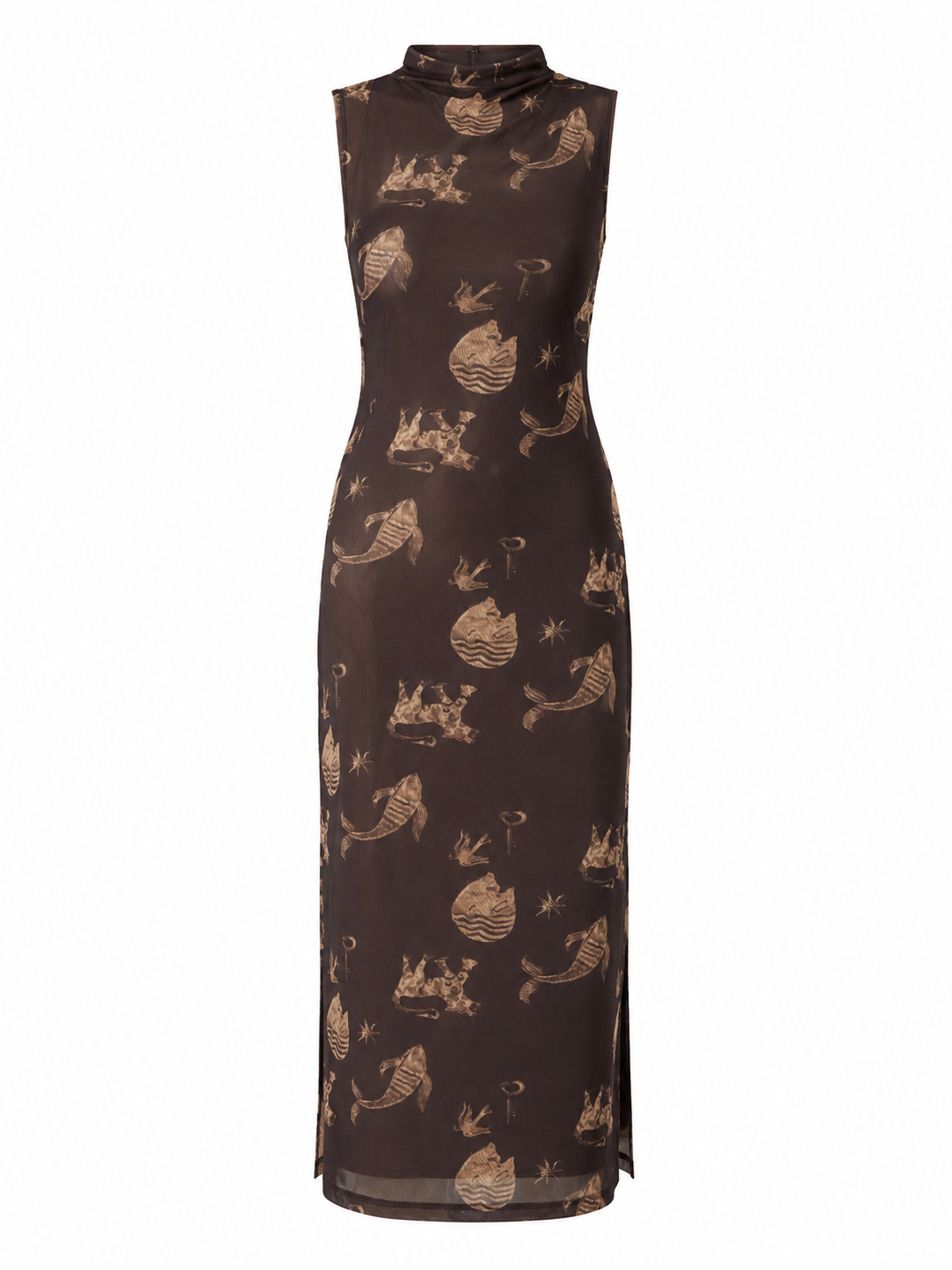 VESTIDO SAFIRA TULE ELEMENTOS MARROM
